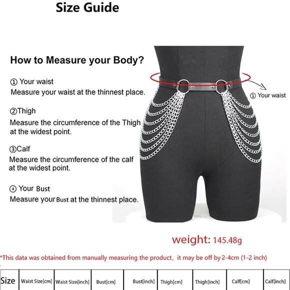 Waist Chain Belt Leather Punk Goth Adjustable Body Jewelry for Women - Picture 6 of 7